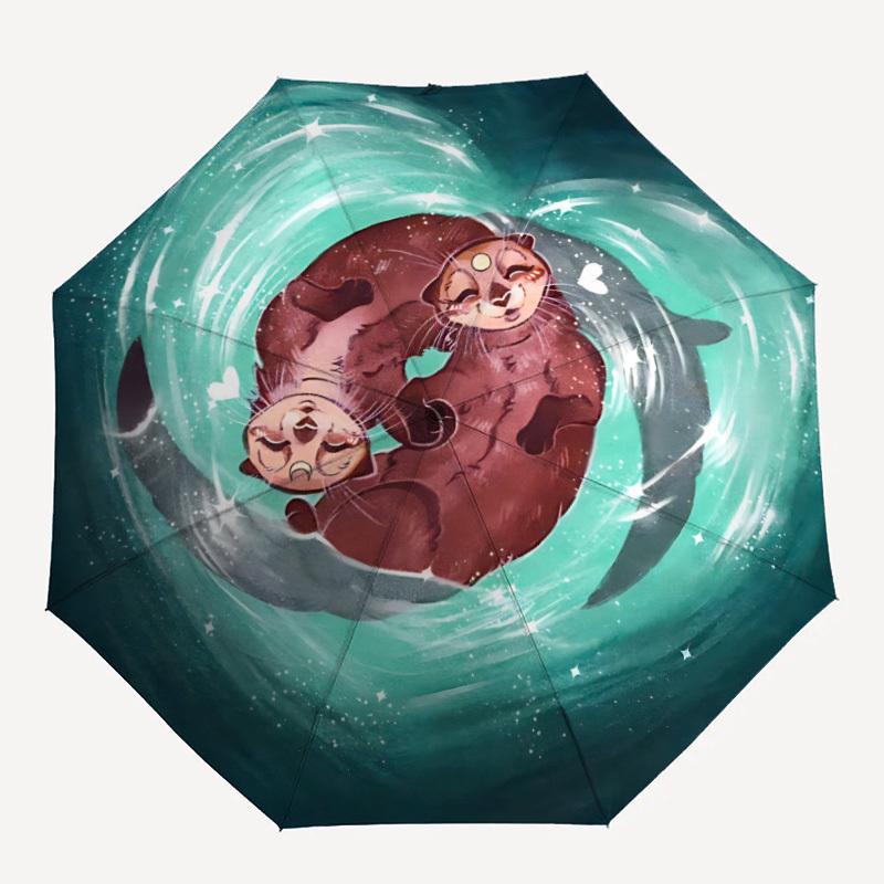

1pc Cats Whirlpool Auto Open/close, All-Season Portable Folding Umbrella for Women & Men, Travel, Everyday, Formal Events - Compact Luxury Parasol, Ou