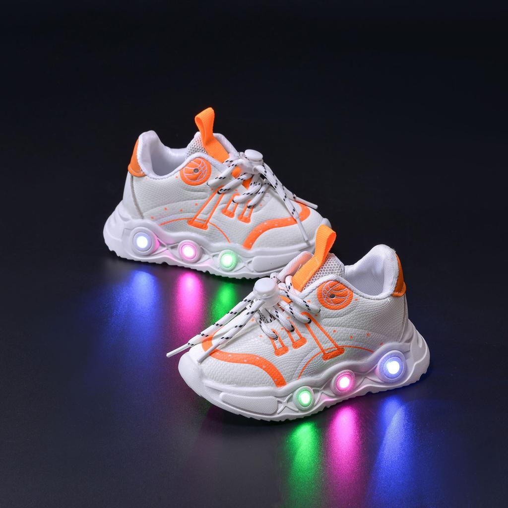 TS JYL JK135 Kids LED Sensor Basketball Shoes Mesh Upper Anti Slip Sole For Active Young Boys