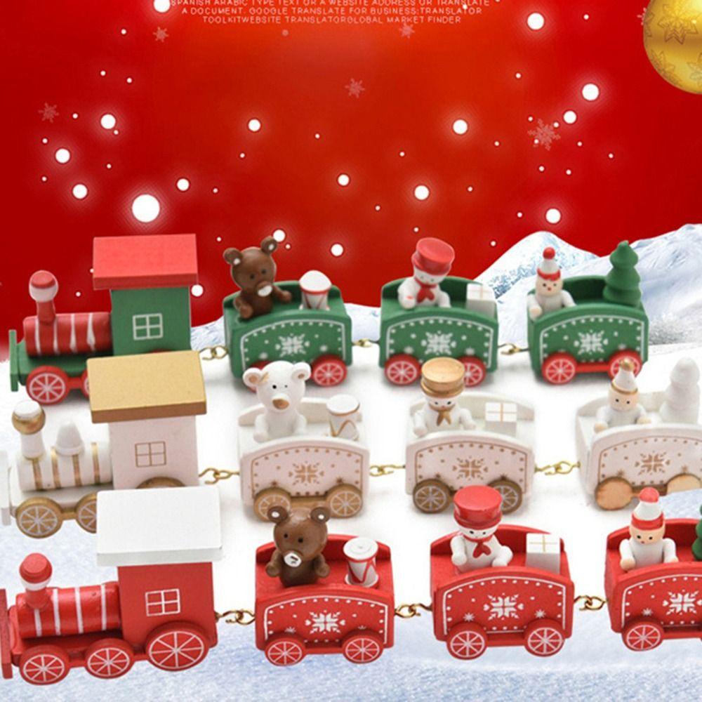 Carriages Cake Gift Xmas Party Props Christmas Ornament Home Decor Window Ornaments Wooden Train