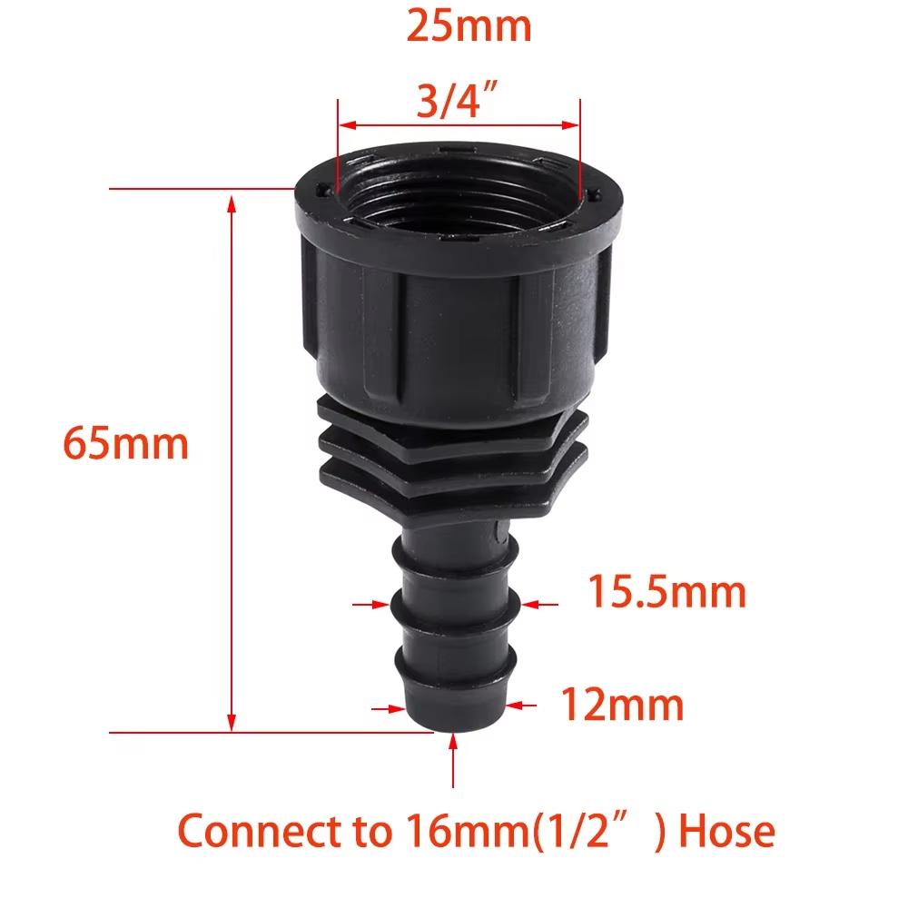 Plastic Garden Hose Connector 1/2 3/4 Female to Male Thread 1/2 3/4 1 Inch Barb Fitting Irrigation Pipe Connector 16mm 20mm 25mm