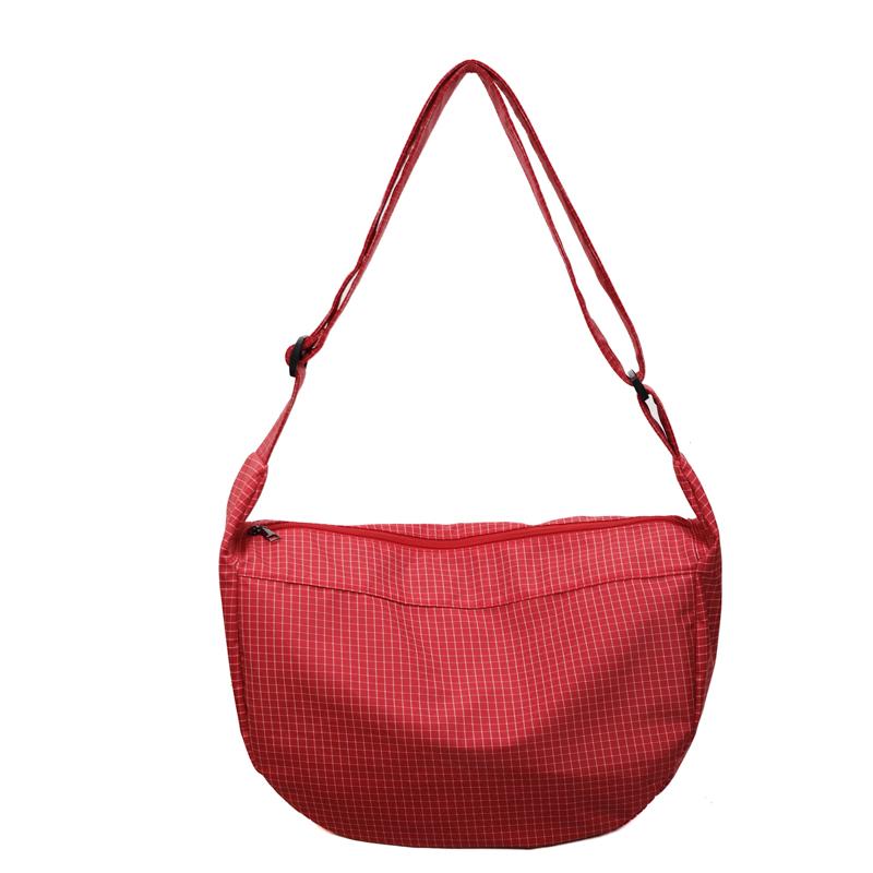 Large Capacity Plaid Canvas Bag Women's Lightweight Handbag Shoulder Crossbody Dumpling Bag