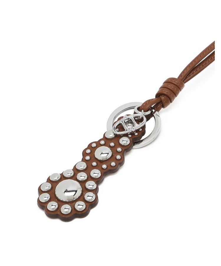 ATHE VANESSABRUNO Brown Studded Flower Bag Charm Keyring Aaho5E712W2