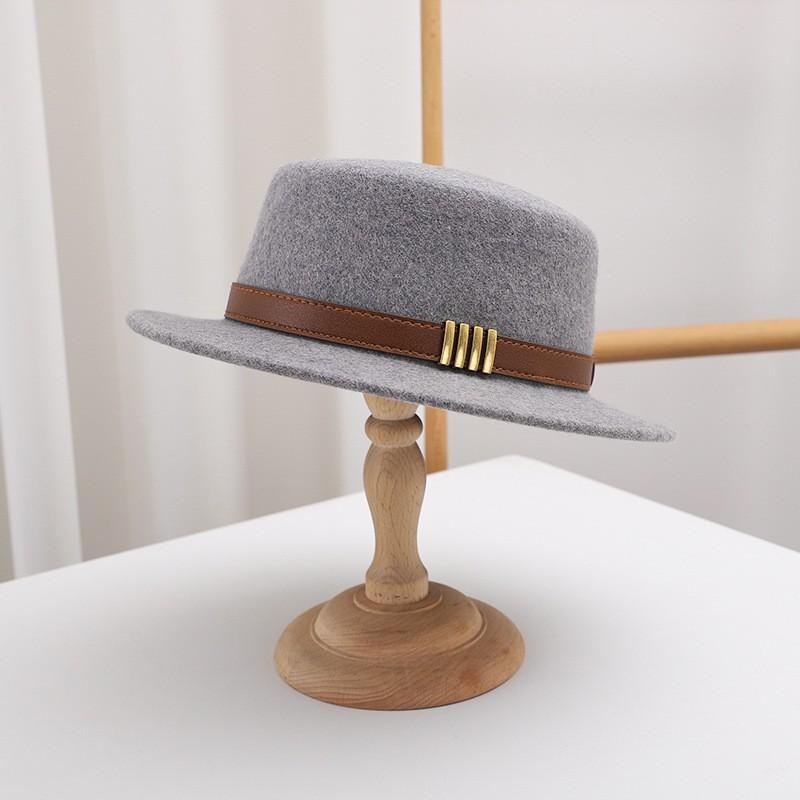 Womens Wool Felt Fedora Hat With Wide Brim Vintage Hepburn Style Winter Warm Fashion Cap