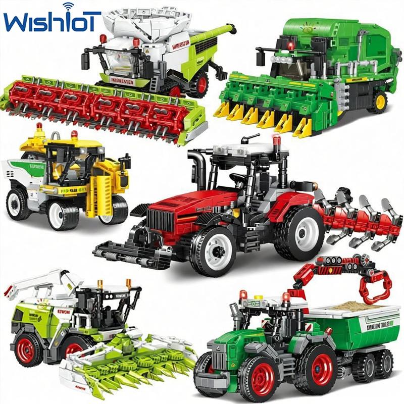 Farmer Series Truck MOC Building Blocks Tractor/Cultivator/Harvester Vehicle Boys Assembly Cars Model Bricks Toys Holiday Gifts