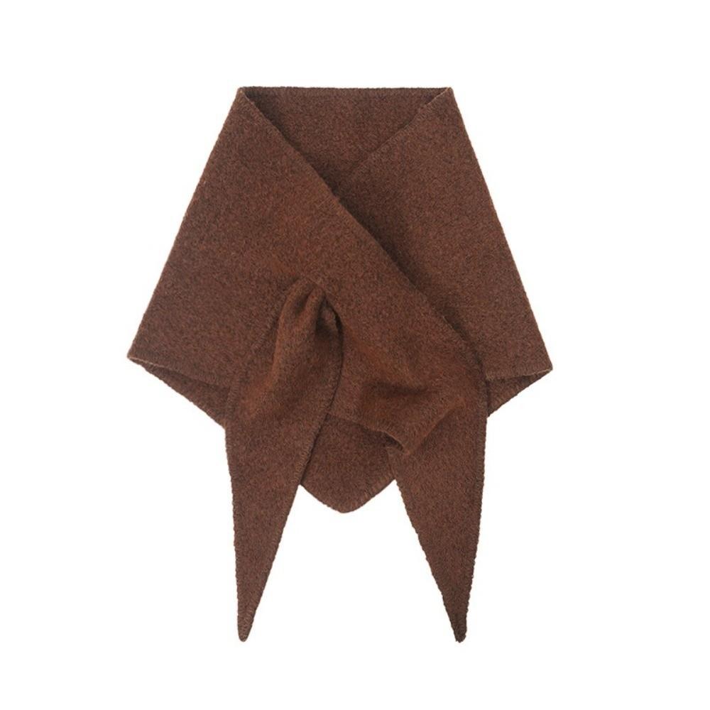 

Solid Color Knitted Triangle Scarf Thickened Wool Blended Shawl Casual Sweater Shawl Cape кофейный