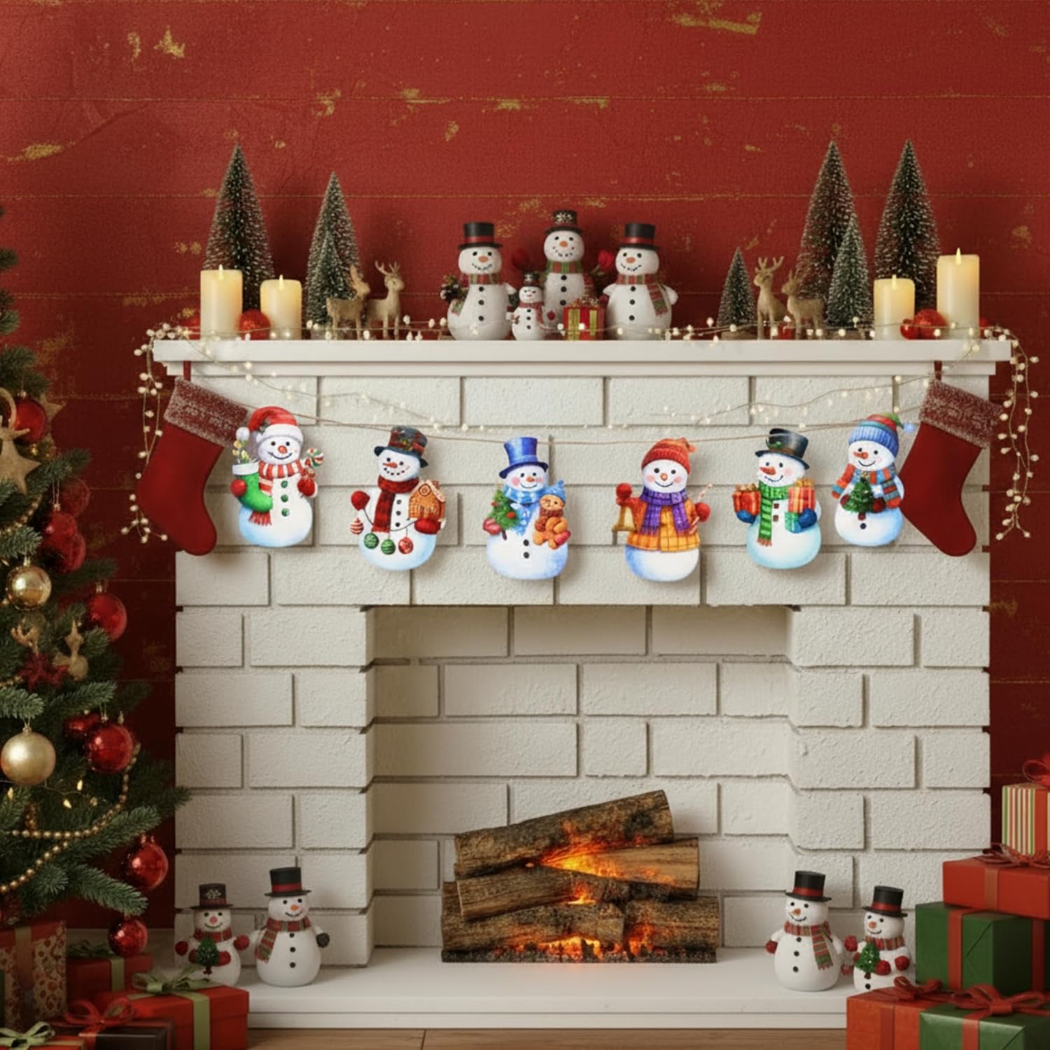 Гирлянда-пугало на День Благодарения Осенняя деревянная гирлянда-пугало Осенние украшения для дома Подвесная деревянная гирлянда для осенней вечеринки по сбору урожая Украшение для стены Snowman