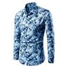 Men's Retro Plant Leaf Printed Long Sleeved Shirt with Slim Fit Collar Trend Shirt, Daily Party Casual Men's Top