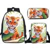 Zaino a forma di tigre dei cartoni animati, grande capacità, zaino per scuola elementare, set da tre pezzi, zaino per bambini, borsa a tracolla, astuccio