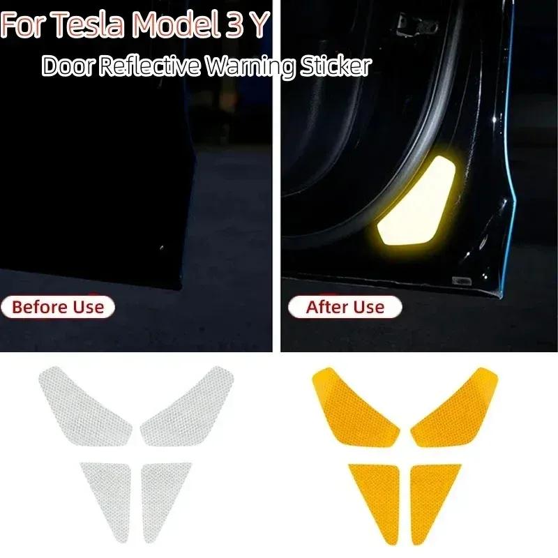 Door Reflective Warning Sticker for Tesla Model 3 Y Accessories Reflectiver Safety Warning Sticker Bright Car Decoration Sticker