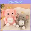 Creatieve kroonolifant knuffel, grijs/roze, perfect als verjaardagscadeau voor kinderen, als woondecoratie en meer, 40 cm