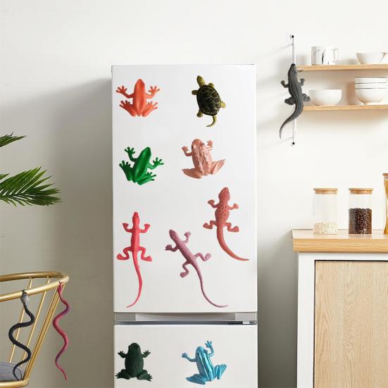 12Pcs/Set Simulated Reptile Refrigerator Magnet Home Office Kitchen Locker Fridge Magnetic 3D Gecko Frog Turtle Decoration Ornament