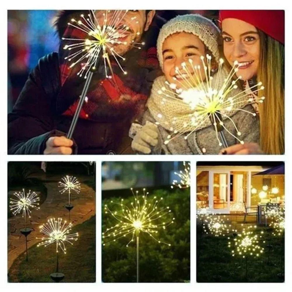 60 LED Solar Power Firework Lights Waterproof Outdoor Dandelion Lawn Lamp Outdoor Use