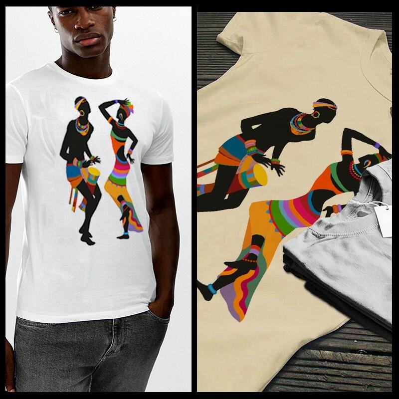 

African Dance T-Shirt Africa Masquerade Igbo Ogene Festival Djembe Oja XL white 4XL