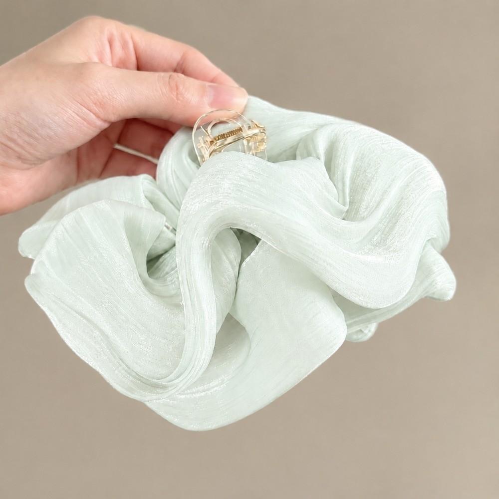 Wrinkled Edge Big Flower Hair Claw Clip Shiny Satin Fabric Hair Grips Large Bow Hair Clips Women