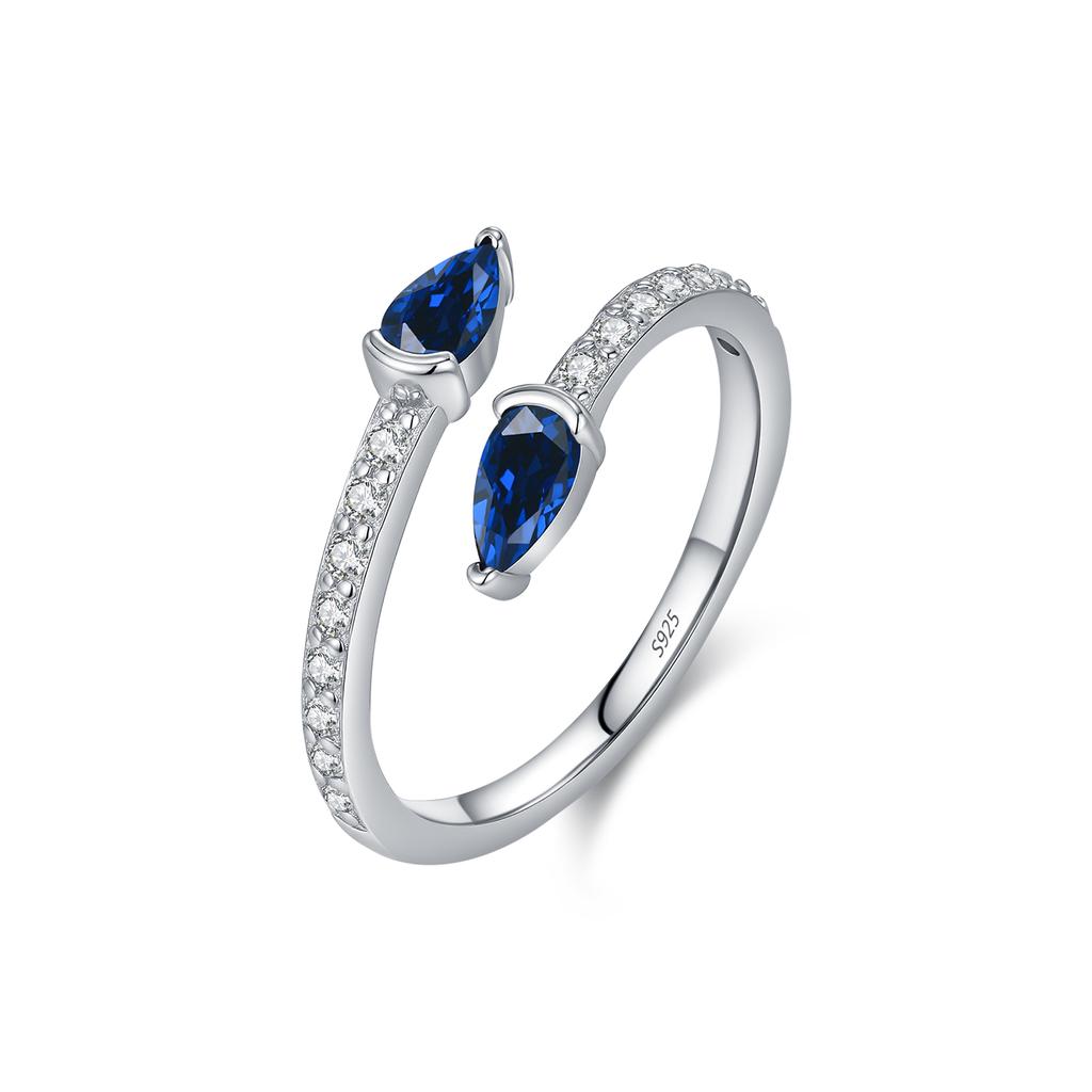MODIAN 925 Silver Royal Blue Zirconia Open Size Finger Trendy Snake Shaped Adjustable Rings For Women Fine Jewelry