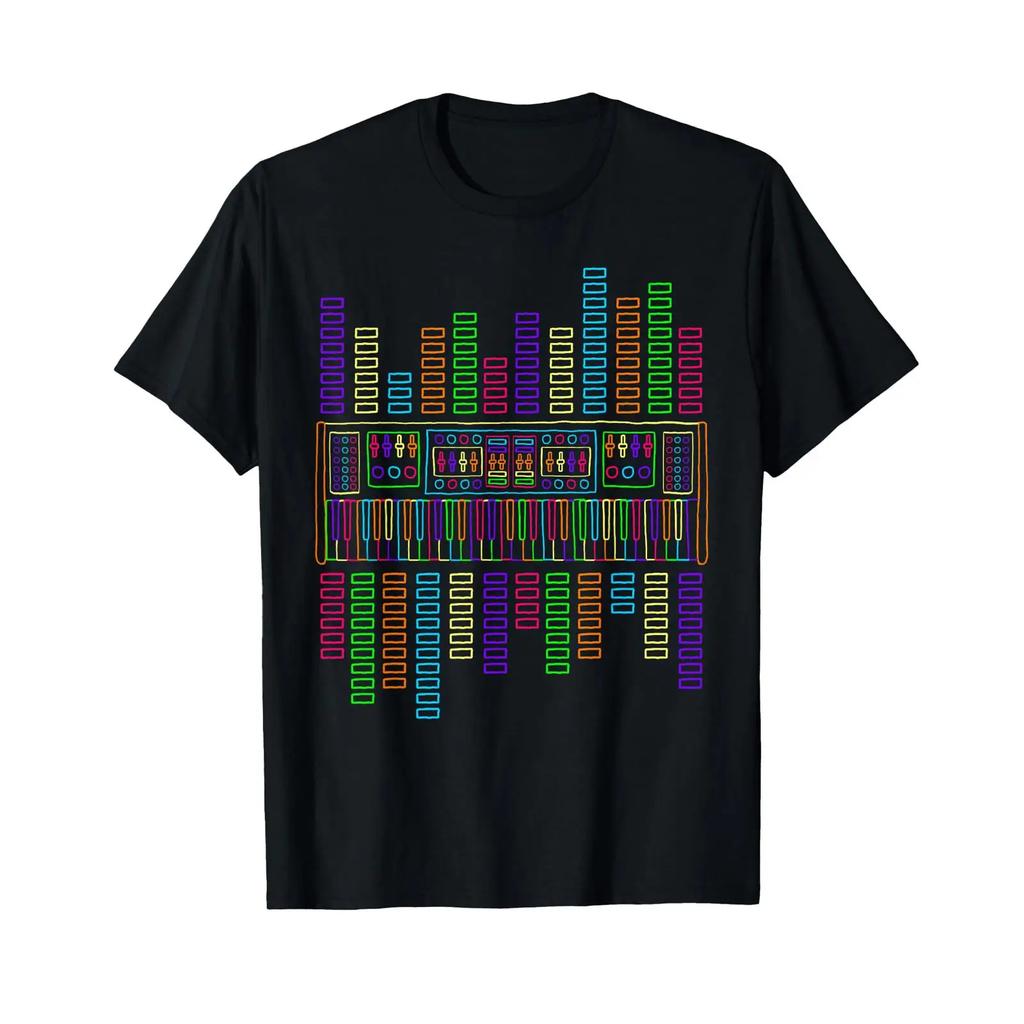 Synth Piano Techno Synthesizer Analog Keyboard T Shirt Vintage Versatile Designer Clothes Top For Everyday Wear Fashion