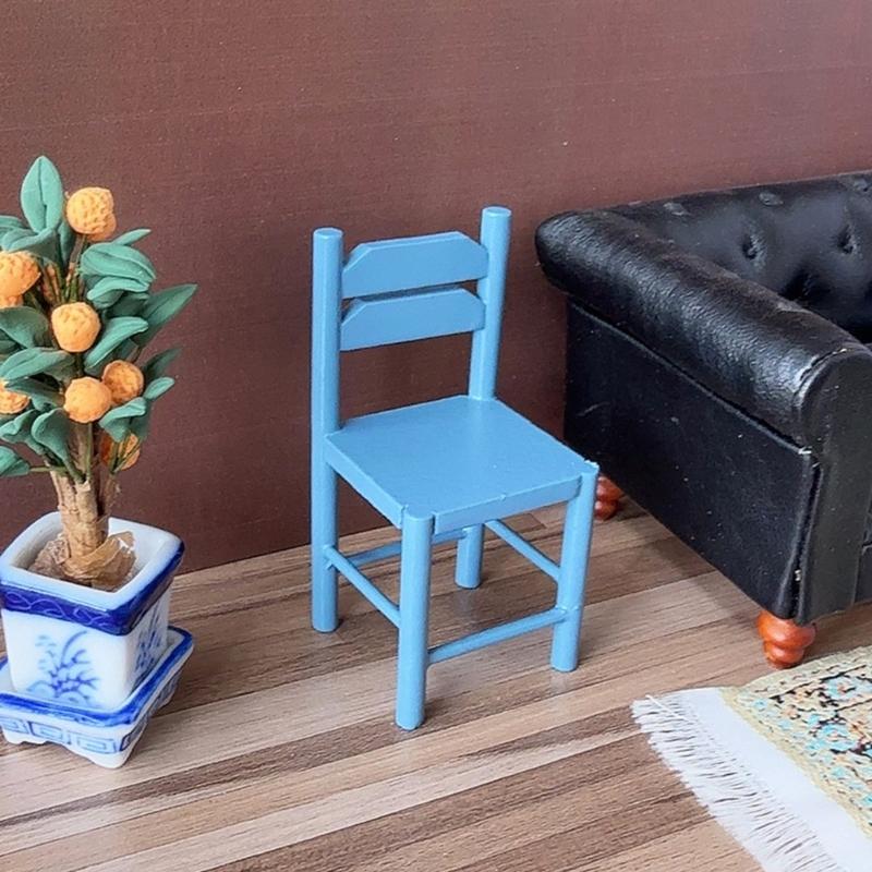Handcrafts Wood Doll House Dining Chair Model Figure for 1/12 Scale Doll House Kitchen Scene Display Setting Furniture