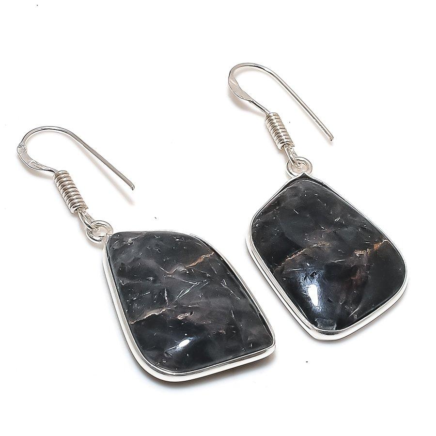 Natural Moss Agate Gemstone 925 Sterling Silver Jewelry Earring 1.77  AE-12472