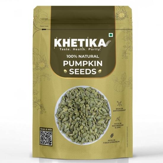 Khetika Сырые семена тыквы 200г | Класс AAA, Семена для еды, Полезные перекусы, С высоким содержанием антиоксидантов и богатые пищевыми волокнами