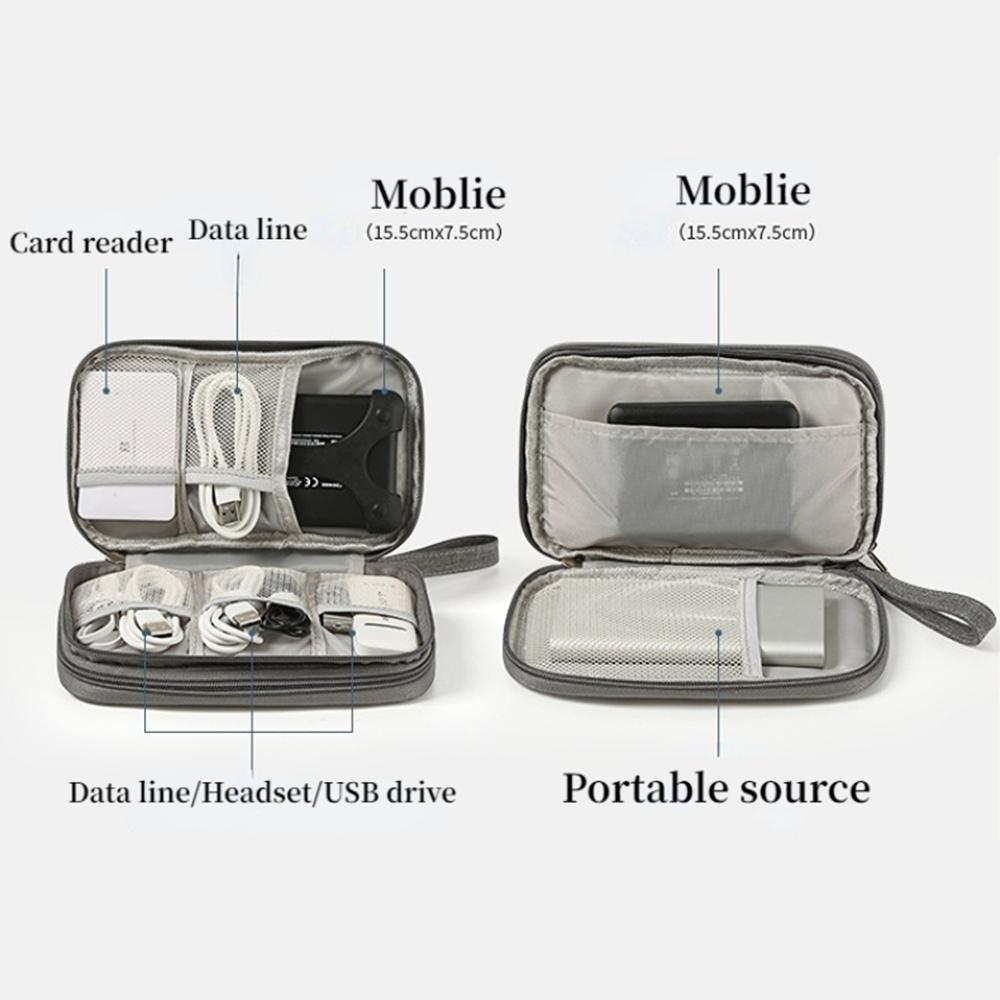 

Travel Organizer Electronics Accessories Organizer Portable Waterproof Double Layers Storage For Cable Hard Disk Power Bank Bag