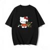 Hello Kitty Cartoon Printed Short Sleeve Cotton Tshirt 2026 Summer Casual Fashion Women Tshirt Y2K Fun Round Neck Womens Top
