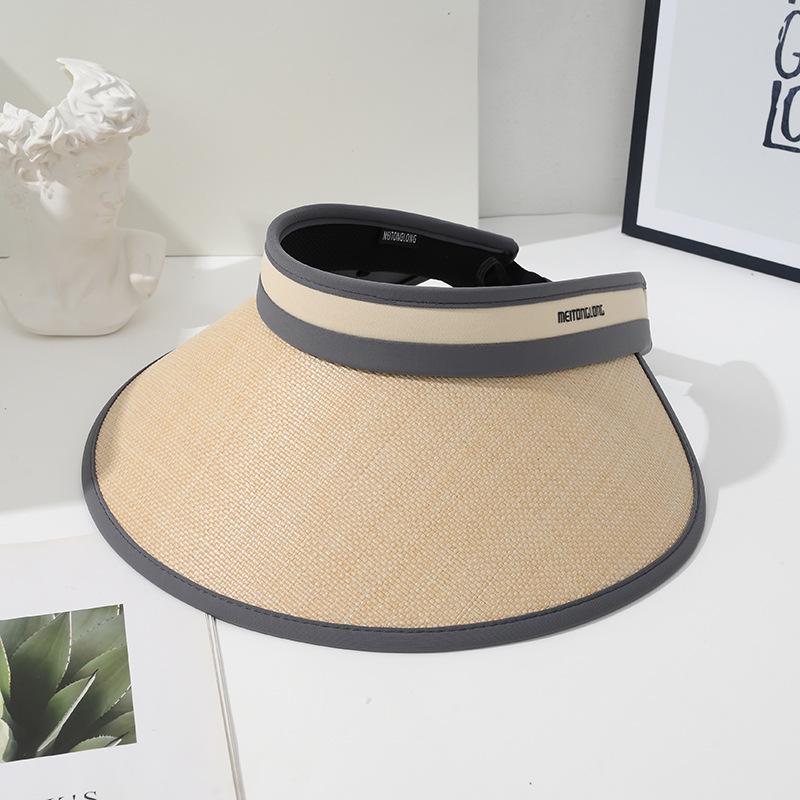 

Женская черная виниловая летняя шляпа из соломы с широкими полями - Защита от УФ-лучей и модный дизайн без верха Adjustable (54-59cm)