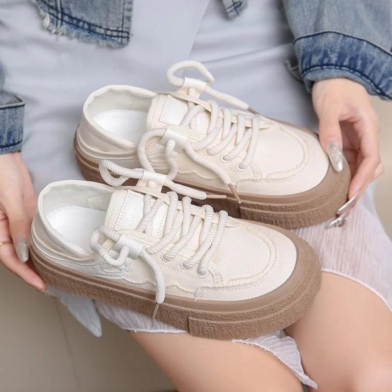 Móda 2024 Podzim Nový Dámské Boty Styl Niche Design Neformální Retro Sportovní Boty na Silné Podrážce Všestranné Trendy Dámské Vulkanizované Boty