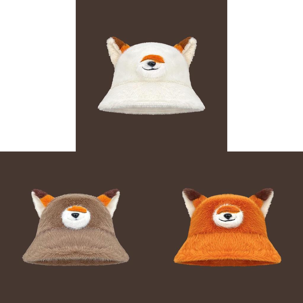 Fox Cosplay Plush Fisherman Hat With Thermal Function For Seasonal Wear