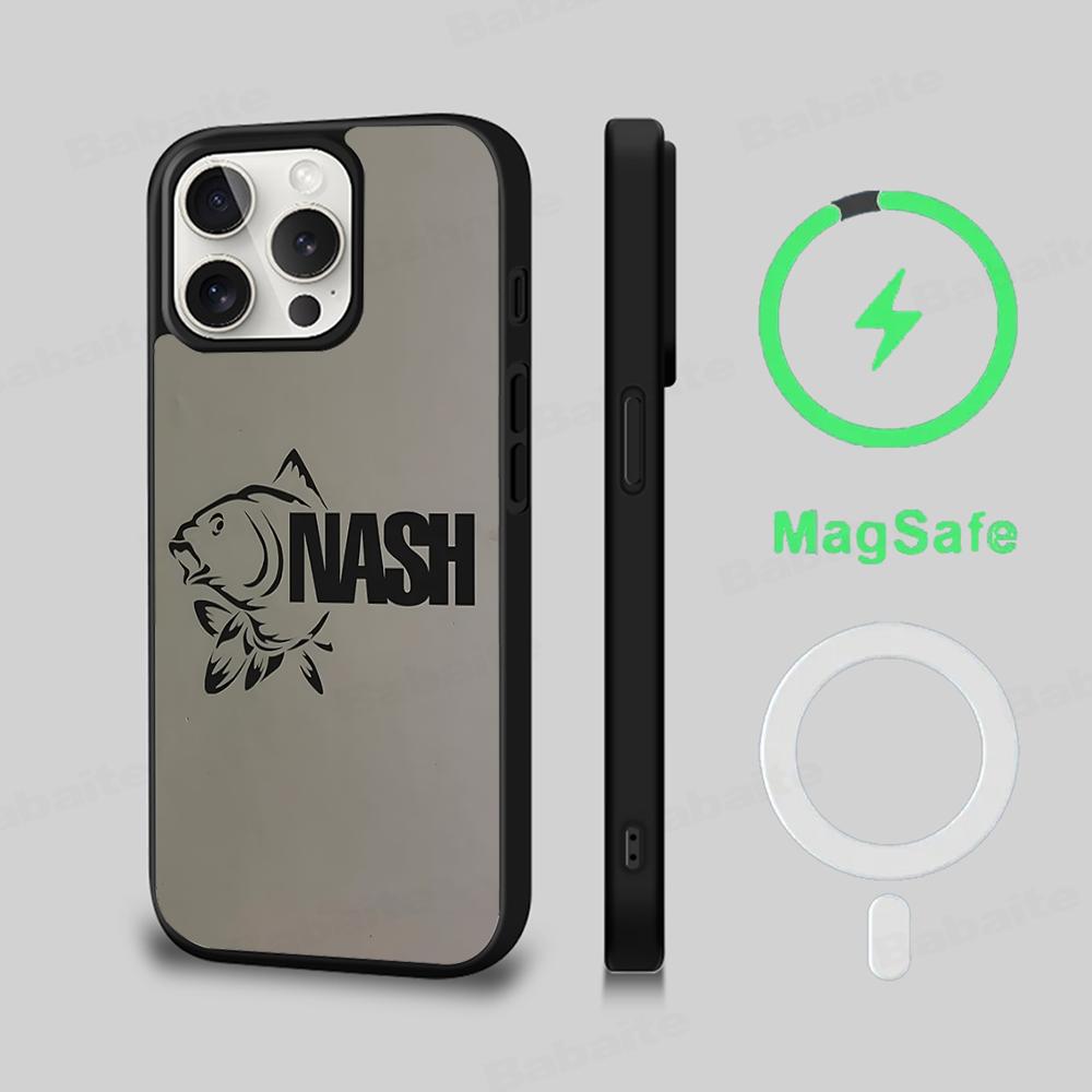 Nash Horgász Logo Telefontok Mágneses Tok iPhone 16 14 13 12 11 15 Pro Max Plus-hoz Magsafe Vezeték nélküli Töltéshez Borító