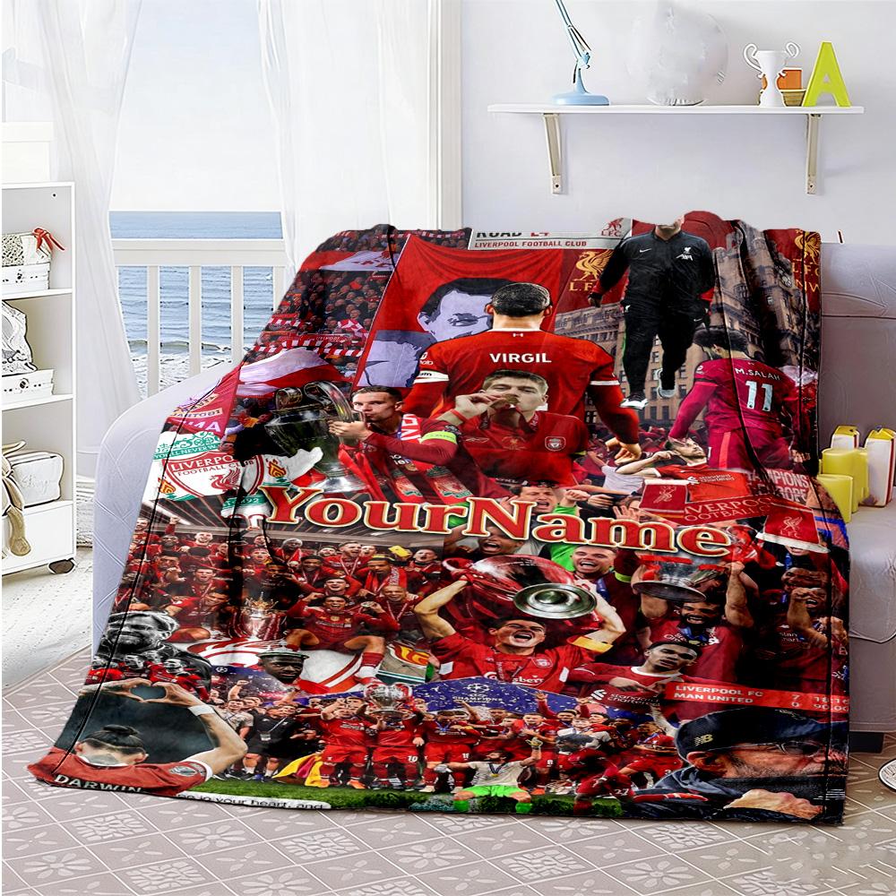 Liverpool Customize Your Name Blanket Gift Customizable Blanket Soft Warm Cozy Throw For Sofa Picnics Livingroom Chair Ideal for All Seasons
