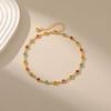 Gold Plated Multi-Color Round CZ Flower Bezel Station Anklet