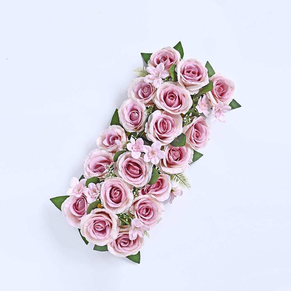 Wedding Floor Row Simulation Full Rose Horn Rose Silk Flower Stage Road Guide Flower Row Window Prop Ornament Flower Wall