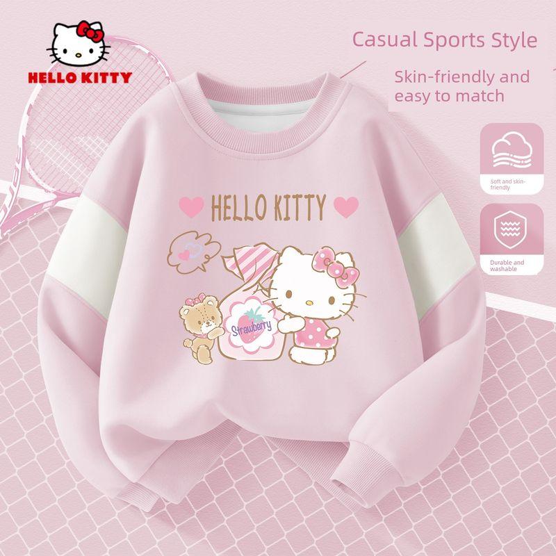 Hellokitty Girls' Sweatshirt, Spring and Autumn Style, Pink Children's Top, Early Spring Children's Clothing, Girls' Long-Sleeved Base Shirt