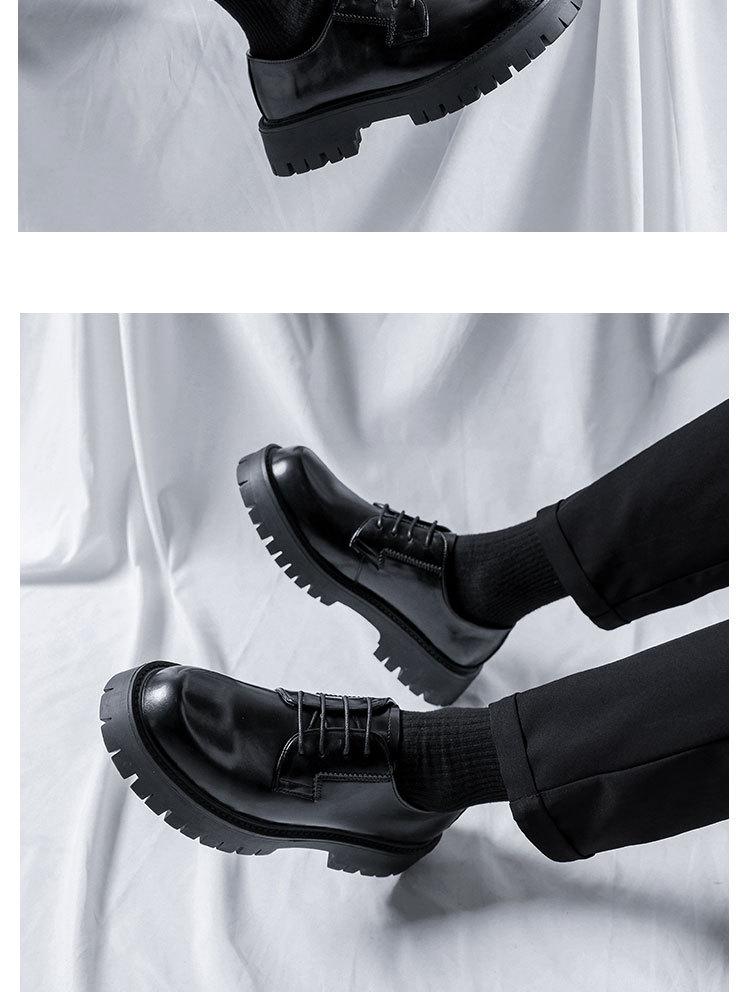 2025 Spring Youth Round Toe Low Heel Lace-up Casual Leather Work Shoes