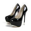 Fashion Thick-soled High-heeled Shoes Large Size 45 Sexy Slip-on High-heeled Shoes Wedding Shoes Banquet Shallow-mouth Heel Height 16cm