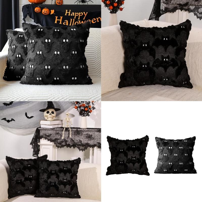 Cadılar Bayramı Şeffaf Yastık Kılıfı Minder Kılıfı Yarasa Hayalet Tasarımları Ev Dekorasyonu Yumuşak Peluş Malzemeler J0MC