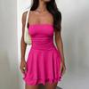 Damenmode Farbe Sexy Trägerloses Kuchen-Kurzkleid Schlanke Passform Umwickeltes Gesäßkleid
