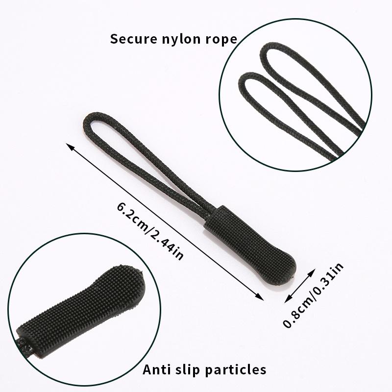 5/10/20PCS Zipper Head Extension Cord Tags Pulls Slider Cord Rope Puller Ends Lock Zip Clip Buckle for Bag Outdoor