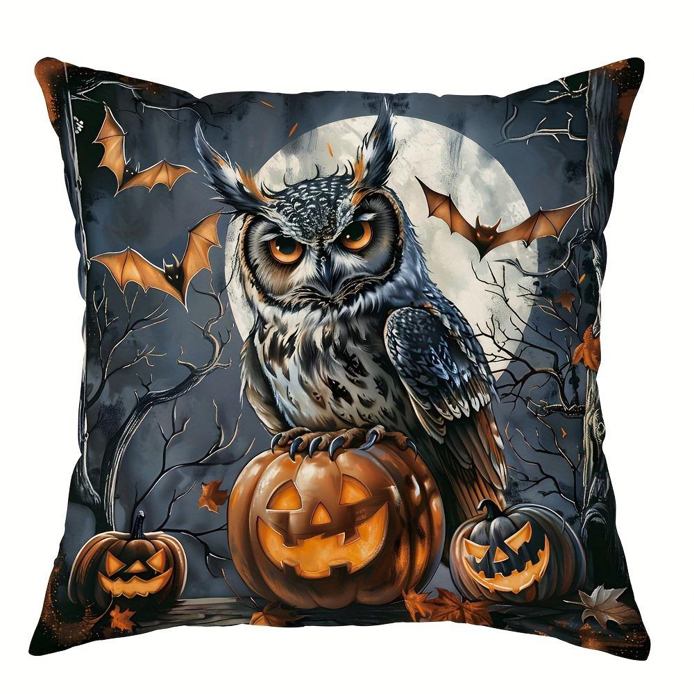 

Halloween Themed Pillowcases: Witch, Owl, Black Cat & Haunted House Designs for Spooky Decor Sofa cushion cover 16x16Inch