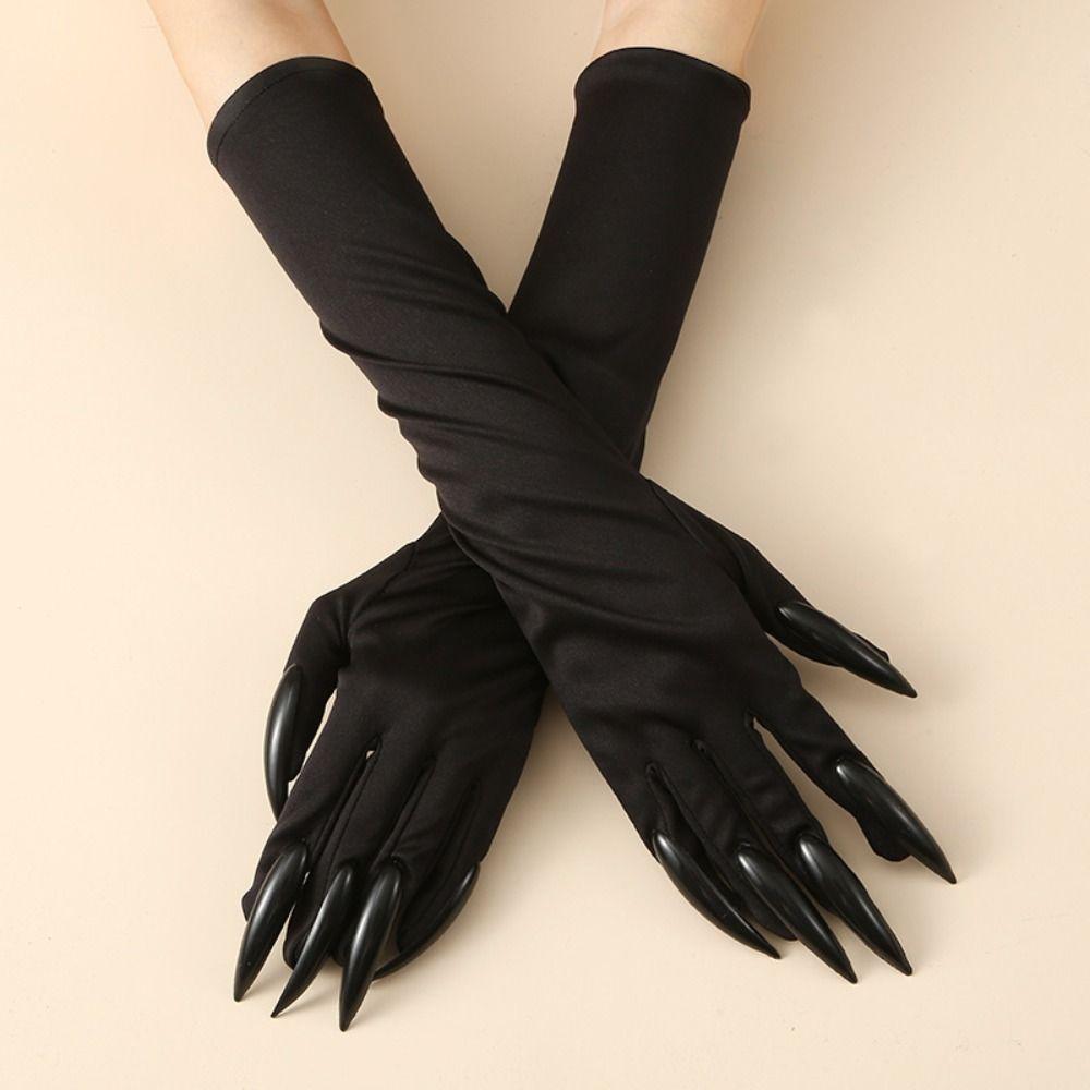 Black Ghost Cat Demon Paw Gloves Full Finger Women Long Mittens  Cosplay