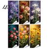 Sun Proof Metal Cabinet Stickers Floral Trash Can Stickers, Waterproof Self?Adhesive Bin Decals, Vintage Flower Pattern Decor Garden Waste Container