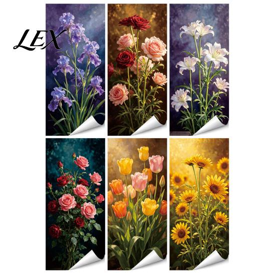 Sun Proof Metal Cabinet Stickers Floral Trash Can Stickers, Waterproof Self?Adhesive Bin Decals, Vintage Flower Pattern Decor Garden Waste Container