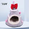 Soft Plush Pet Cave Christmas Tree Cat Bed, Bed with Removable Cushion, Non-slip Bottom, Cozy House for Indoor Cats Kittens Winter Holiday Decoration