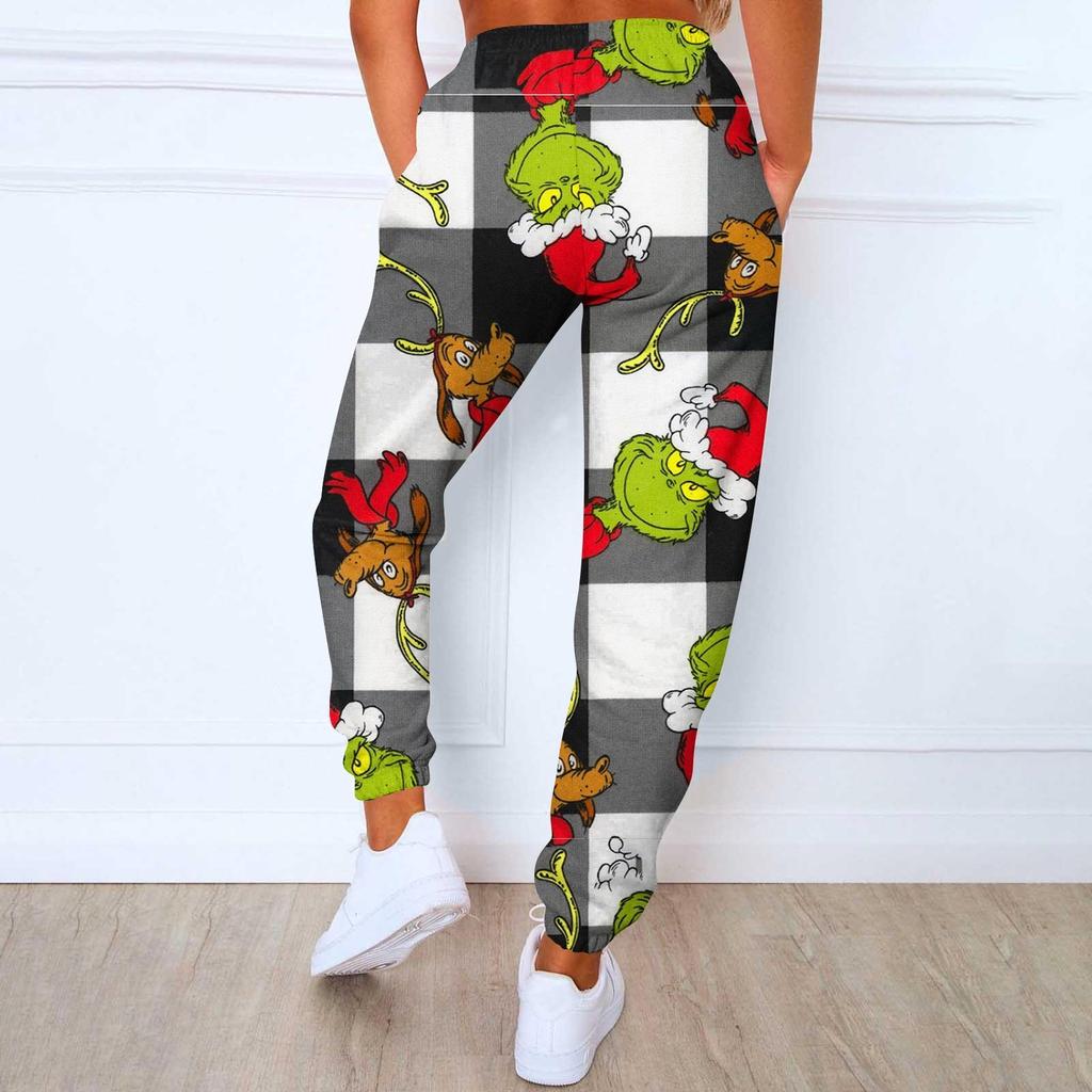 Women's Fashion Sport Printed Drawstring Pocket Casual Sweatpants Pants