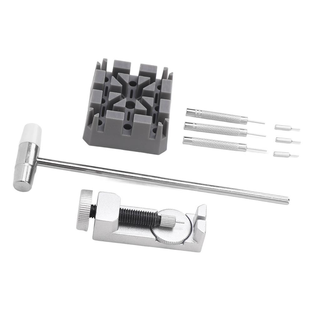 9Pcs Silver Watch Movement Holder Stand Mini Hammer & Punch Pin Set  Watch Link Pin Removal