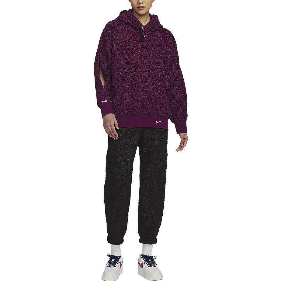Nike Collection Solid Color Loose Casual Hoodie Women Hoodies Burgundy FB8784-610