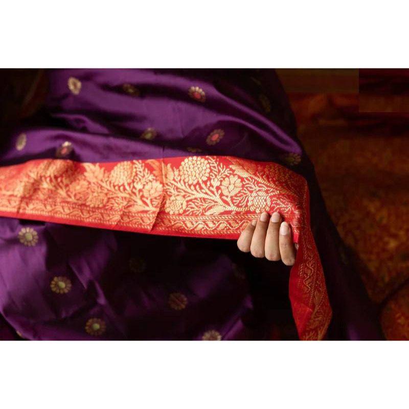 Royal Soft Lichi Silk Saree with Rich Pallu & All-Over Jacquard Work | Designer Party Wear Saree with Exclusive Jacquard Border Blouse