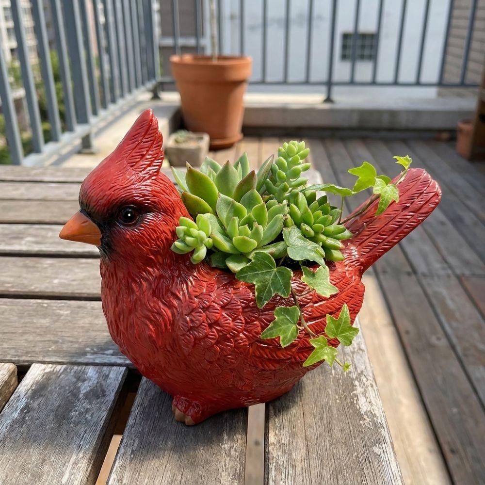 Resin Lively Bird Plant Pot with Drainage Hole Hummingbirds Succulent Pot Wear-resistant Novelty Style Flower Pot