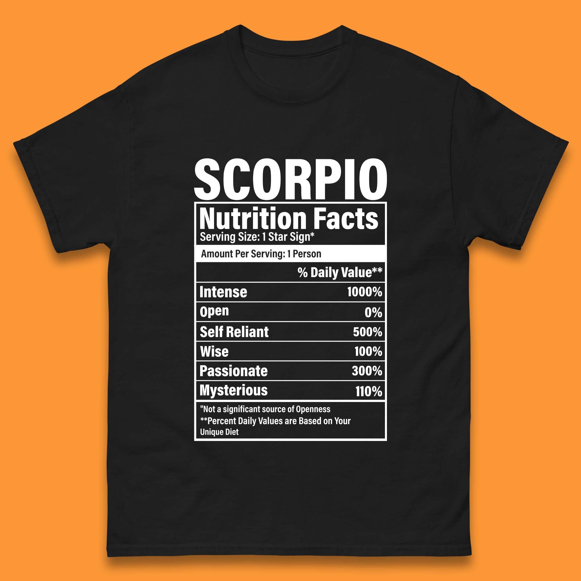 Scorpio Nutrition Facts Mens T-Shirt Womens Tops Tees 2XL