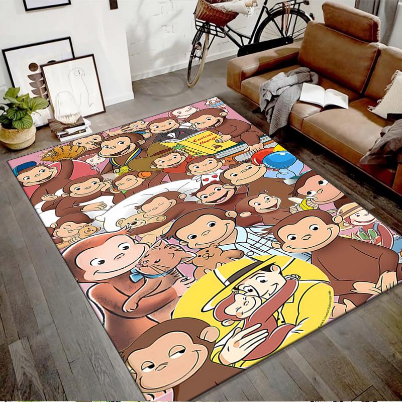 1pc Curious George (9) Design Printed Area Rug Carpet for Bedroom Living Room Home Decor Rugs Mat Non Slip Mat Rug for Bedside